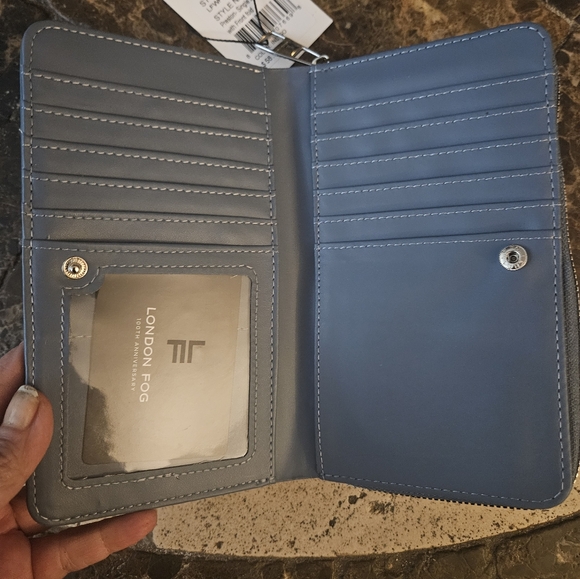 LONDON FOG Indigo Blue Preston-Single Zip Around with Front Fold Snap $58 NWT - Picture 5 of 5